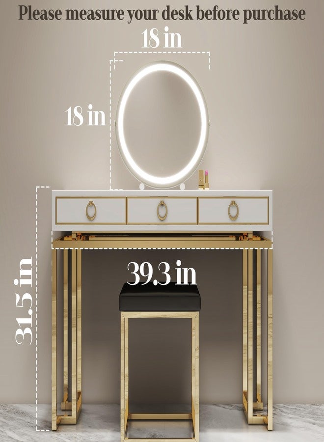 ROLOVE Makeup Mirror with Lights, 18 Inch Vanity Mirror with Lights, Lighted Makeup Mirror, Smart Touch Control 3 Colors Dimmable Round Lighted Vanity Mirror, Tabletop ＆ Desk Mirror, 360°Rotation - Image 5